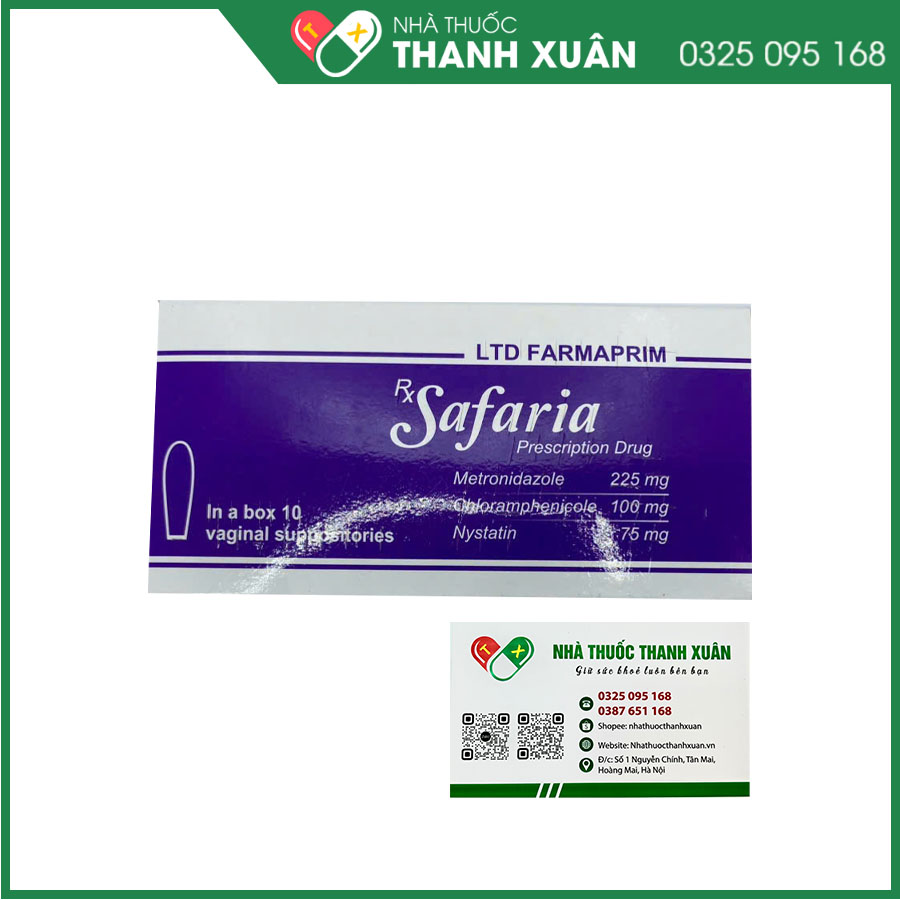 Safaria viên đặt điều trị nhiễm khuẩn âm hộ, âm đạo